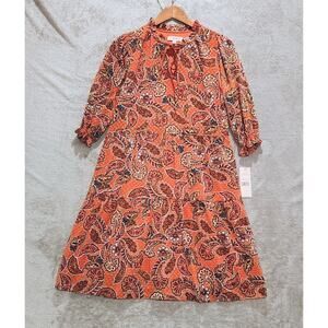 Nanette Lepore Dusky Orange Paisley Burn Out Arianna Dress Size 6 NEW Boho